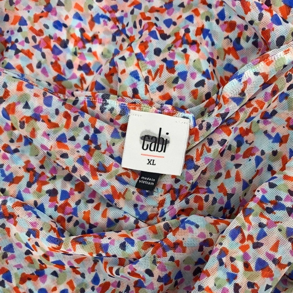 Cabi Bustier tank top shirt blouse confetti twist mesh stretch new X-Large XL